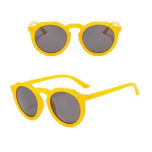 Classic Hip Hop Vintage Style Shades Unisex Round Yellow